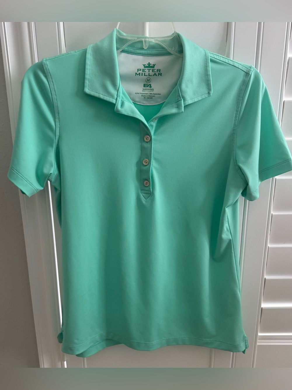 Women’s Peter Millar seafoam green Medium short sleeve golf polo shirt UPF 50+